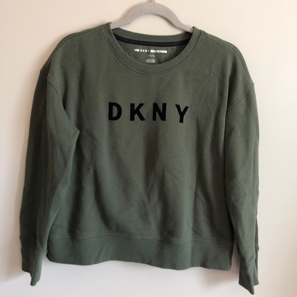 Dkny Tops - DKNY Sport Printed Olive Green Sweatshirt L